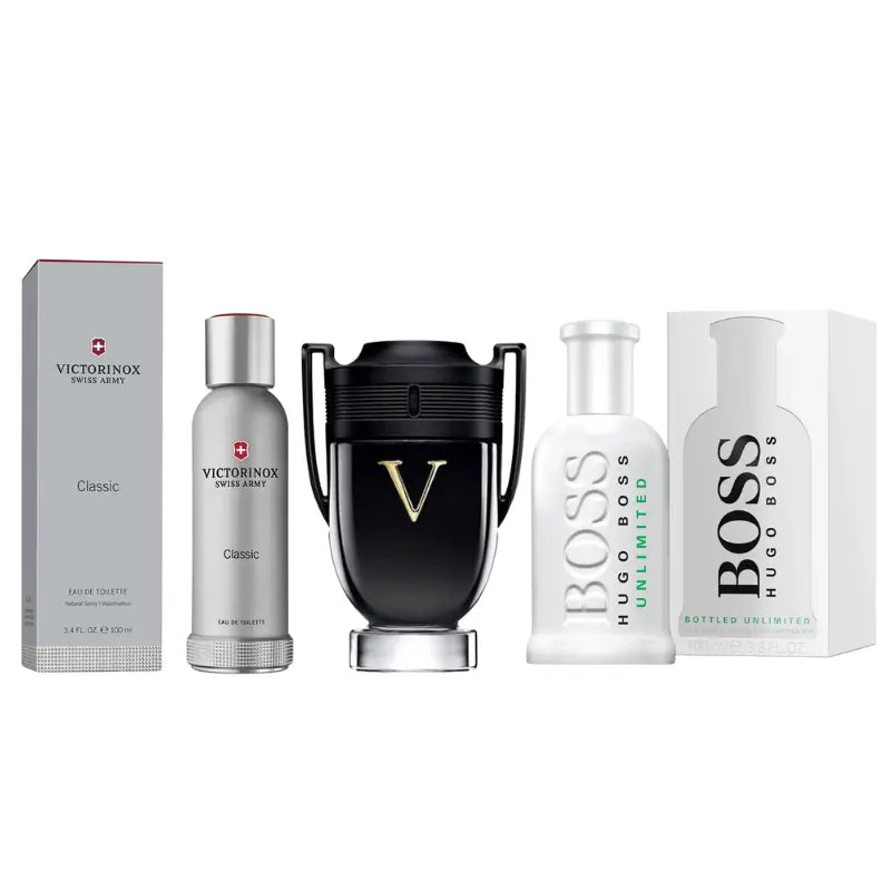 Kit 3 Perfumes Swiss Army, Boss Unlimited, Victory 100ml