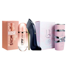 Cargar imagen en el visor de la galería, Kit 3 Perfumes 212 Vip Rosé, Yara, Good Girl 100ml
