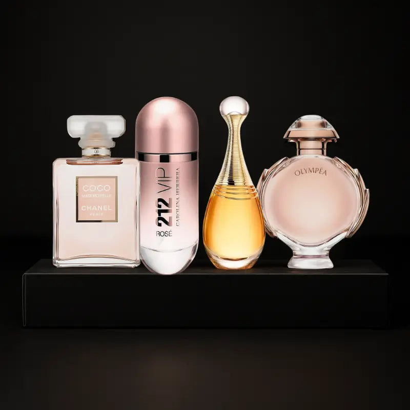 Kit 4 Perfumes Olympea, Mademoiselle, J'adore, 212 Vip Rosé