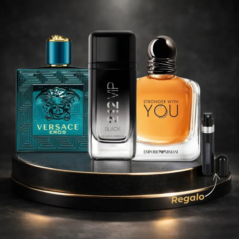 Kit 3 Perfumes 212 Black, Eros, Stronger With You 100ml