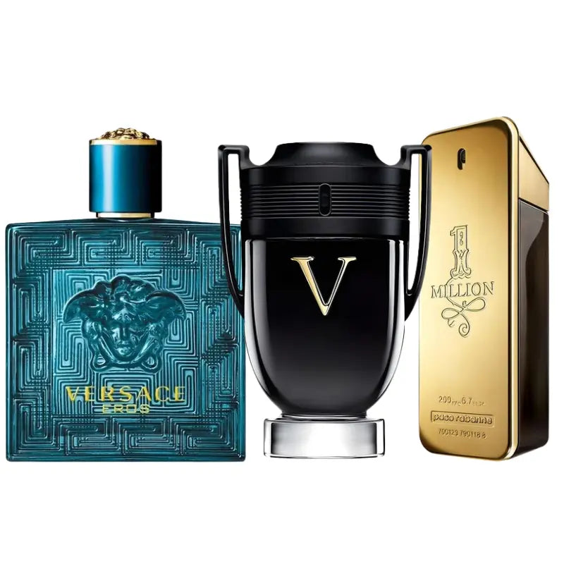 Kit 3 Perfumes One Million, Invictus Victory, Eros