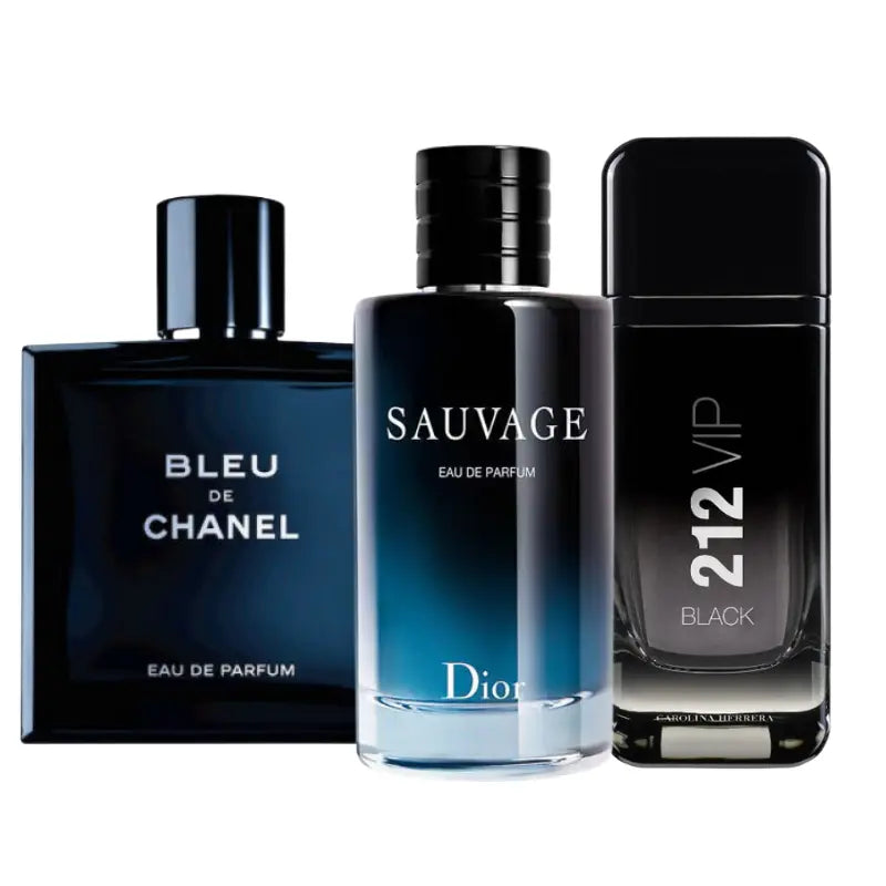 Kit 3 Perfumes 212 Black, Sauvage y Bleu 100ml